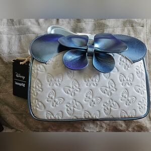 Loungefly Blue and White Embossed Butterfly Mini Bag